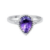Amethyst Ring For Women Sterling Silver Amethyst Solitaire Ring Tiny Ring Gift For Girlfriend